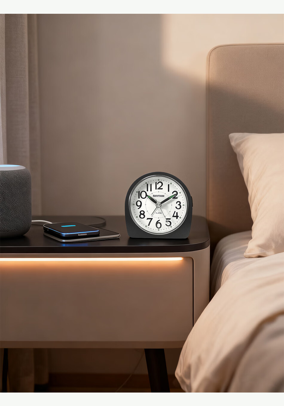 RHYTHM Cute Student Night Light Alarm Clock for High School, Middle School, and Elementary Students, Simple and Practical Wake-Up Device, Loud Alarm for Boys, Back to School Season 15