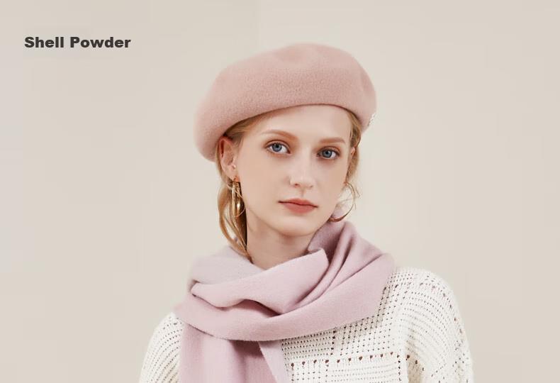 ELLE [Gift Box] 100% Wool Scarf for Women, Double-Sided Autumn And Winter Thick Warm Shawl Neck Wrap Gift Mid-Autumn Festival 21