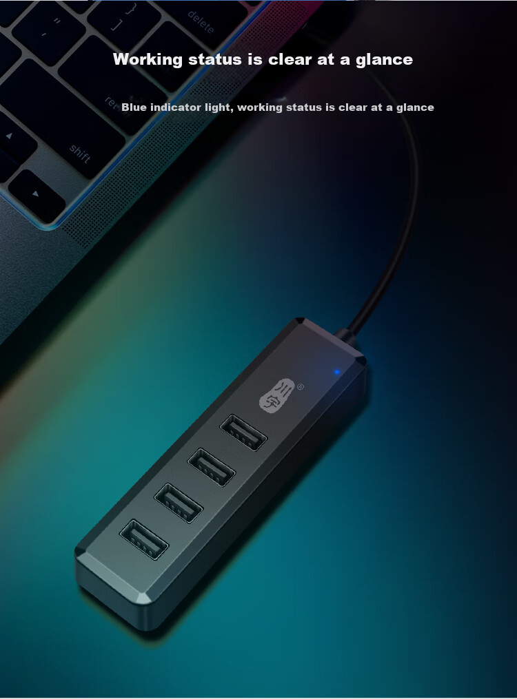 Chuanyu USB2.0 Four-In Hub, 4-Port Expansion Dock, Multi-Port Adapter for Laptops And Desktop Computers, Keyboard And Mouse Extension Cable, 120CM 10