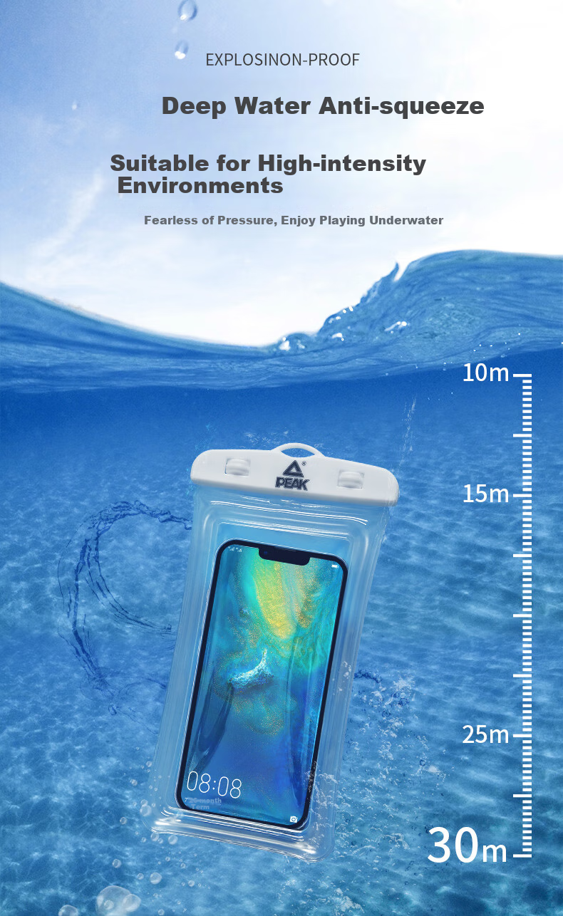 PEAK Waterproof Phone Pouch, Touchscreen Compatible, Swimming Sealed Bag with Lanyard, Waterproof Case for Rafting, Swimming Photography, And Food Delivery Riders 3