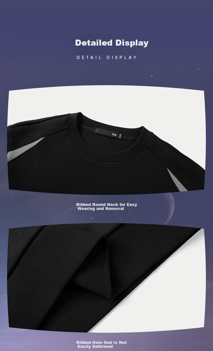 HLA Sweatshirt for Men, Autumn Three-Body Collaboration Series, Large Size Round Neck Patchwork Long Sleeve Men's New Year's Outfit 16