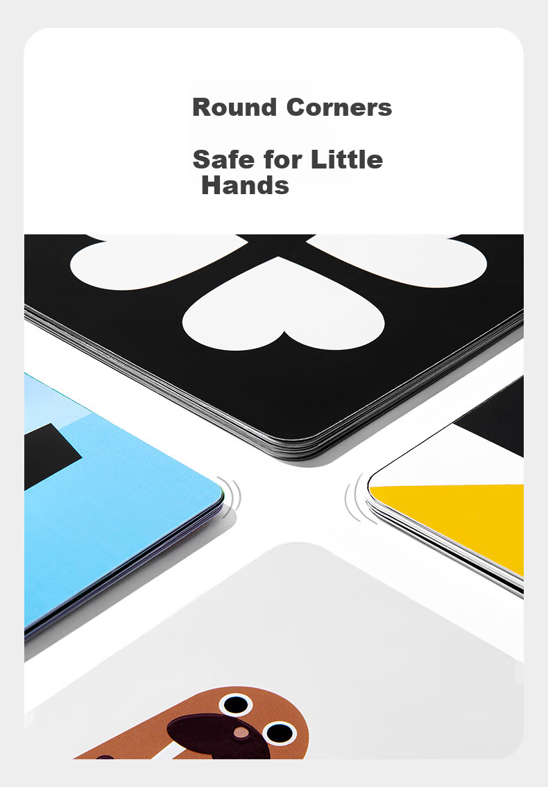 Babycare Black And White + Color Visual Tracking Training Cards, Newborn Enlightenment Early Education Cards, Educational Toys, Follow-The Cards Level 1-4 10
