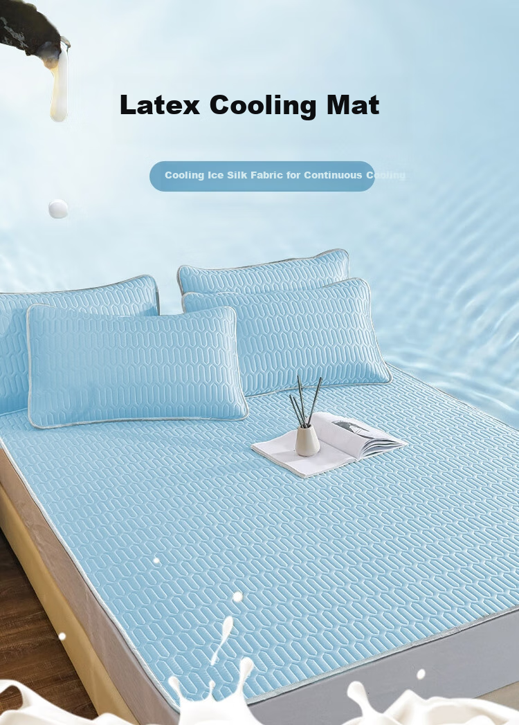 Ranpai Latex Mat Cooling Mat Three-Piece Set, Class A Baby Ice Silk Soft Mat, Washable Cooling Mat for Summer, 1.8*2 Meter Bed Sheet Style 1