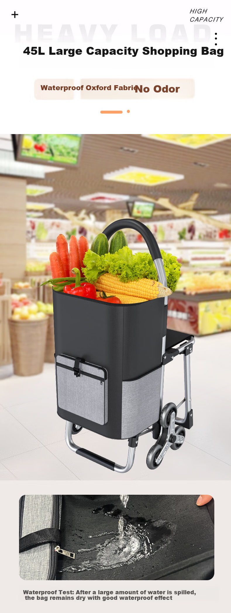 Boyun Grocery Shopping Cart, Household Trolley, Supermarket Portable Cart for Elderly, Foldable Camping Cart, Stair-Climbing Hand Truck 5