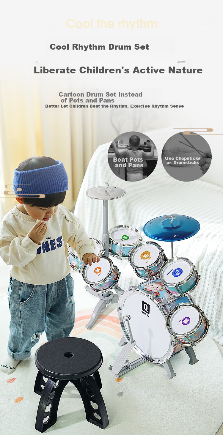 QIAO WA BAO BEI Kids Drum Set Children's Gift Toy for Ages 1-5 Birthday Present for Boys and Girls Early Education New Year Toy 6