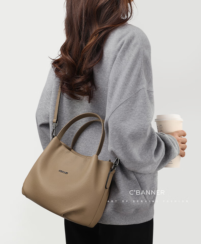C.BANNER First Layer Cowhide Women's Handbag Large Capacity Shoulder Crossbody Bag Birthday New Year Gift for Girls Girlfriend 1