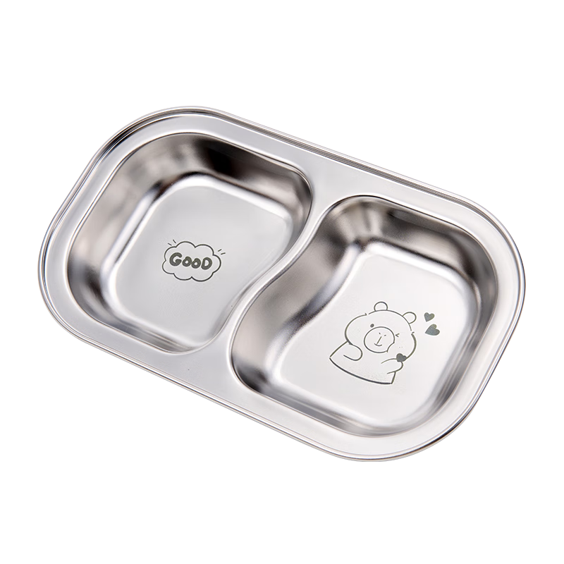 JD Original Children's Bowl And Rice Bowl, 304 Stainless Steel Kindergarten Baby-Specific Bowl And Plate Tableware, Divided Tray, 350ml