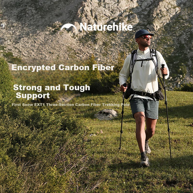 Треккинговые палки Naturehike Nuoke Chuxue EXT1, карбоновые, телескопические, ультралегкие