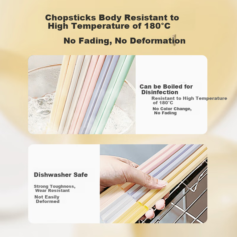 SUPOR Specialized Color Chopsticks, Heat-Resistant Healthy Chopsticks, Color-Coded Jelly Chopsticks, 5 Pairs, Machine Washable