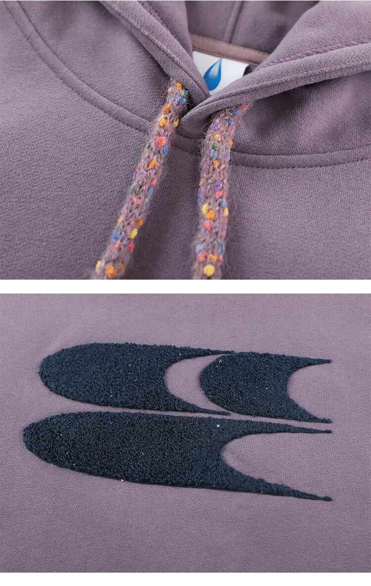 Crying Center Autumn Winter Hooded Logo Polka Dot Drawstring Fleece Thickened Sweatshirt Khaki Gray XS 16