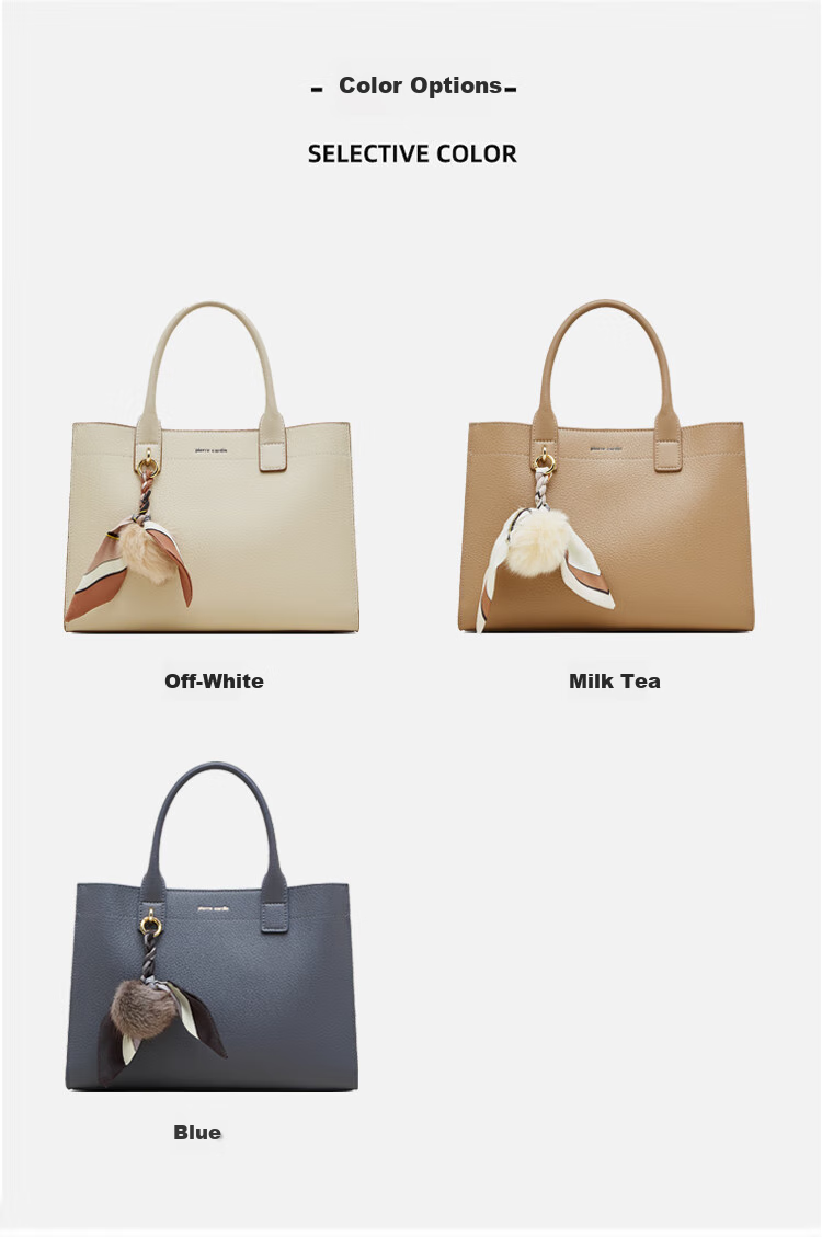 Pierre Cardin Top-Grain Leather Women's Handbag, Shoulder Crossbody Mom Bag, Holiday Birthday Gift, Milk Tea Color, Gift Box Included 2