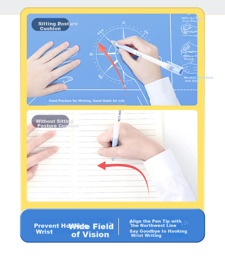 Maotaizi Posture Corrector, Anti-Lowering Head Writing Device, for Primary School Students, Protects Myopia, Prevents Hunchback, Improves Posture for Writing And Learning, Reading Aid Stand, Blue 11