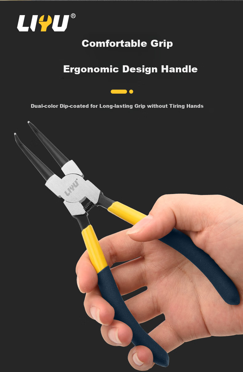 Liyu Card Spring Pliers, Dual-Purpose Industrial Grade Card Yellow Pliers Set, Open-End Expansion Pliers, Hole Straight Mouth 175mm 3