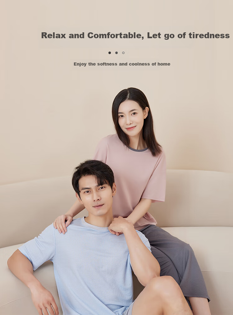 Yiershuang [Cooling] Women's Loungewear Set, Short-Sleeve Top And Long Pants, Comfortable Loose Pajamas for Wome 9