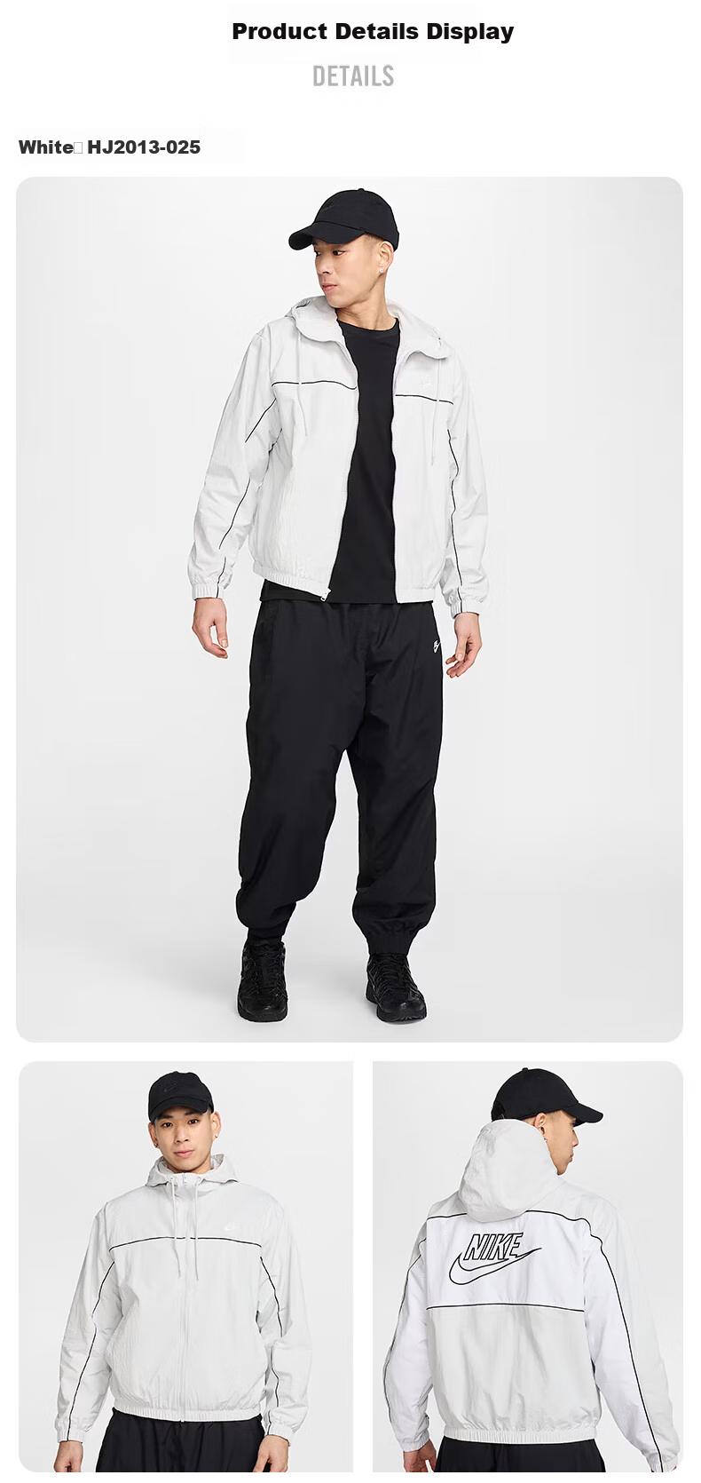 NIKE Men's Woven Jacket, Trendy And Fashionable, Casual Versatile HJ2013-451 Navy Blue/white L 4