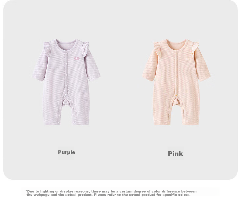 TONGTAI Baby Girl Romper, Spring And Autumn Pure Cotton Infant Clothing, Newborn Onesie Bodysuit, Seamless Pajamas, Purple, 80cm 9