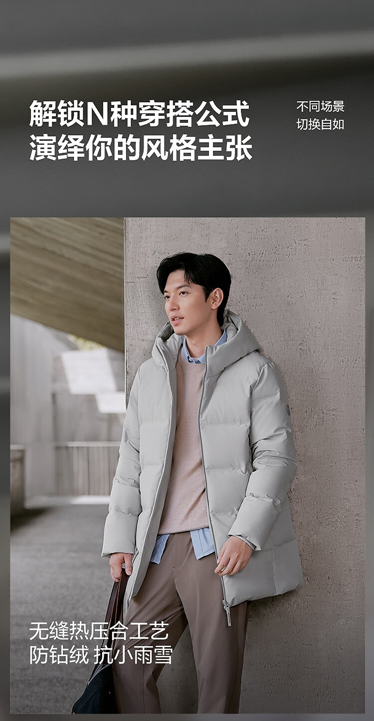 BOSIDENG 25 Years Unisex Couple's Winter 90% Down Thickened Hooded Loose Mid-Length Casual Jacket Gift 2