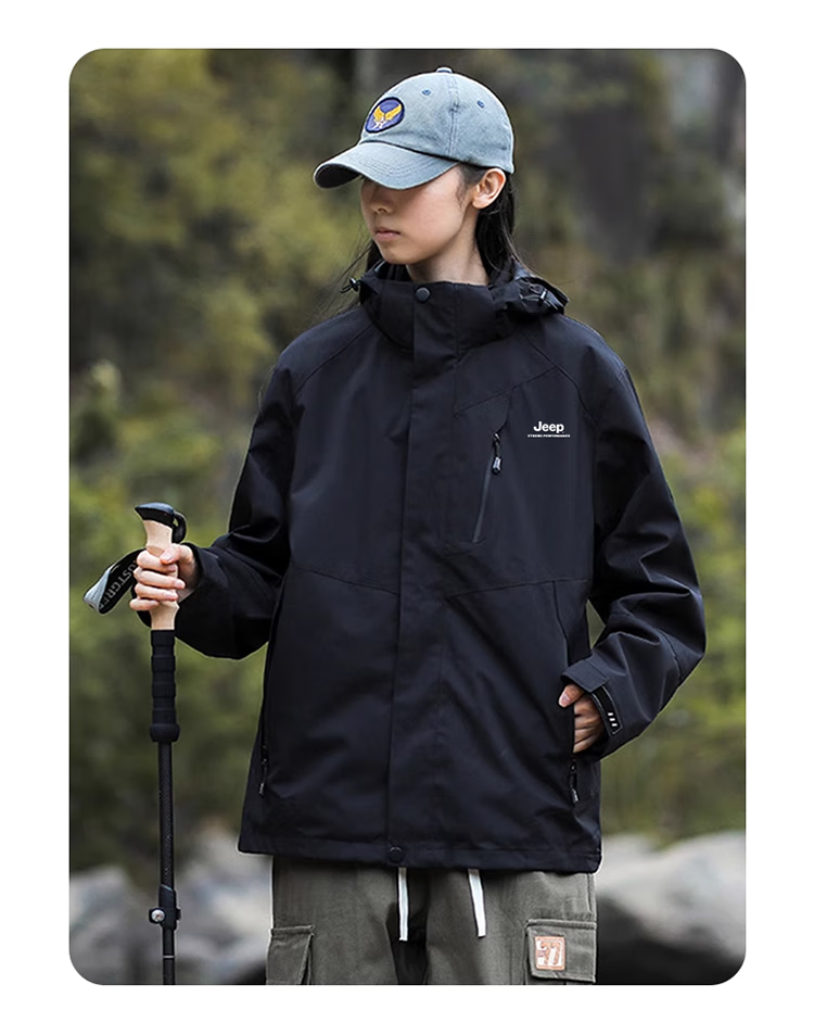 JEEP Men's Autumn Winter 3-in-1 Fleece Lined Jacket Black XL 4