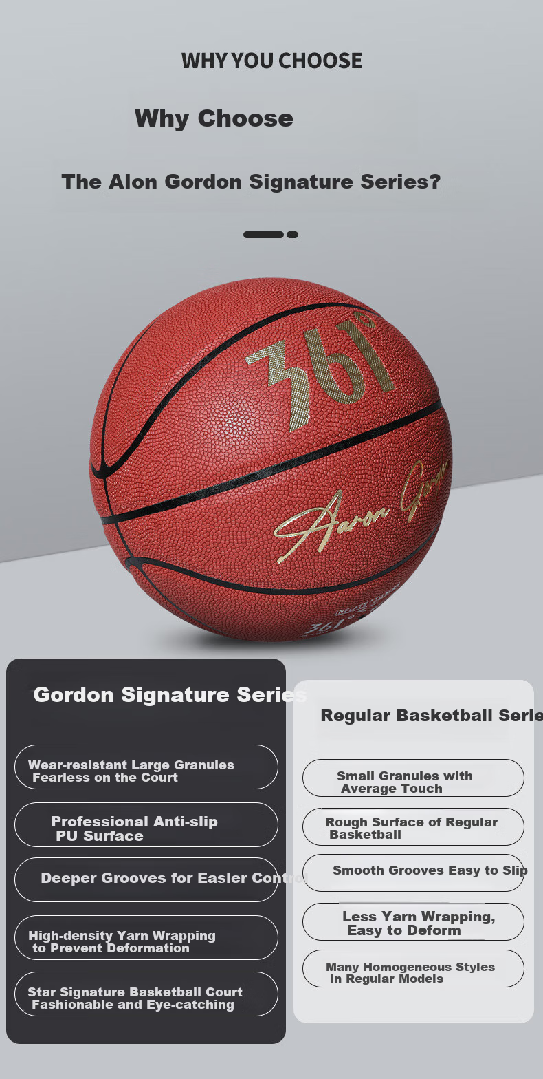 361° Basketball Size 7 Signature Edition PU Competition Ball for Adults, Indoor And Outdoor Use, Wear-Resistant, Youth Standard Size 7 for Middle School Entrance Exam Training 4