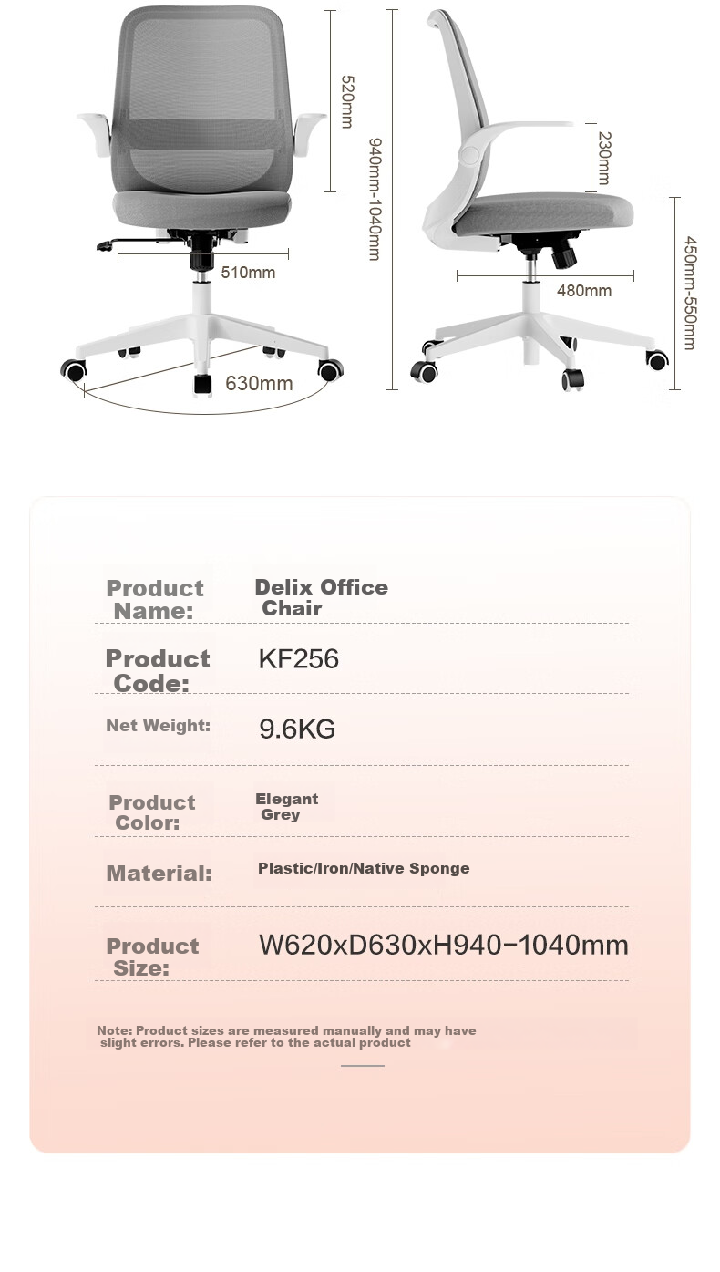 Deli 91106 Foldable Chair with Backrest And Armrests, Home Office Chair, Study Chair, Ergonomic Design, Gray 13
