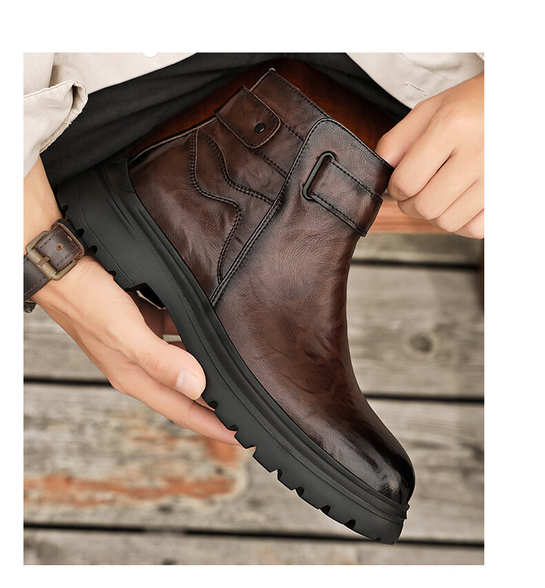 Bull Family Martin Boots Men Autumn Winter New British Style Casual Short Boots Trendy Fashion Work Boots Men's Chelsea Boots 16