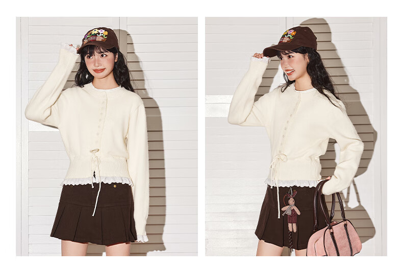 TonLion Women's Sweater Faux Cashmere Knit Colorblock Ruffle Cardigan Spring Autumn New Slim Fit Top 9