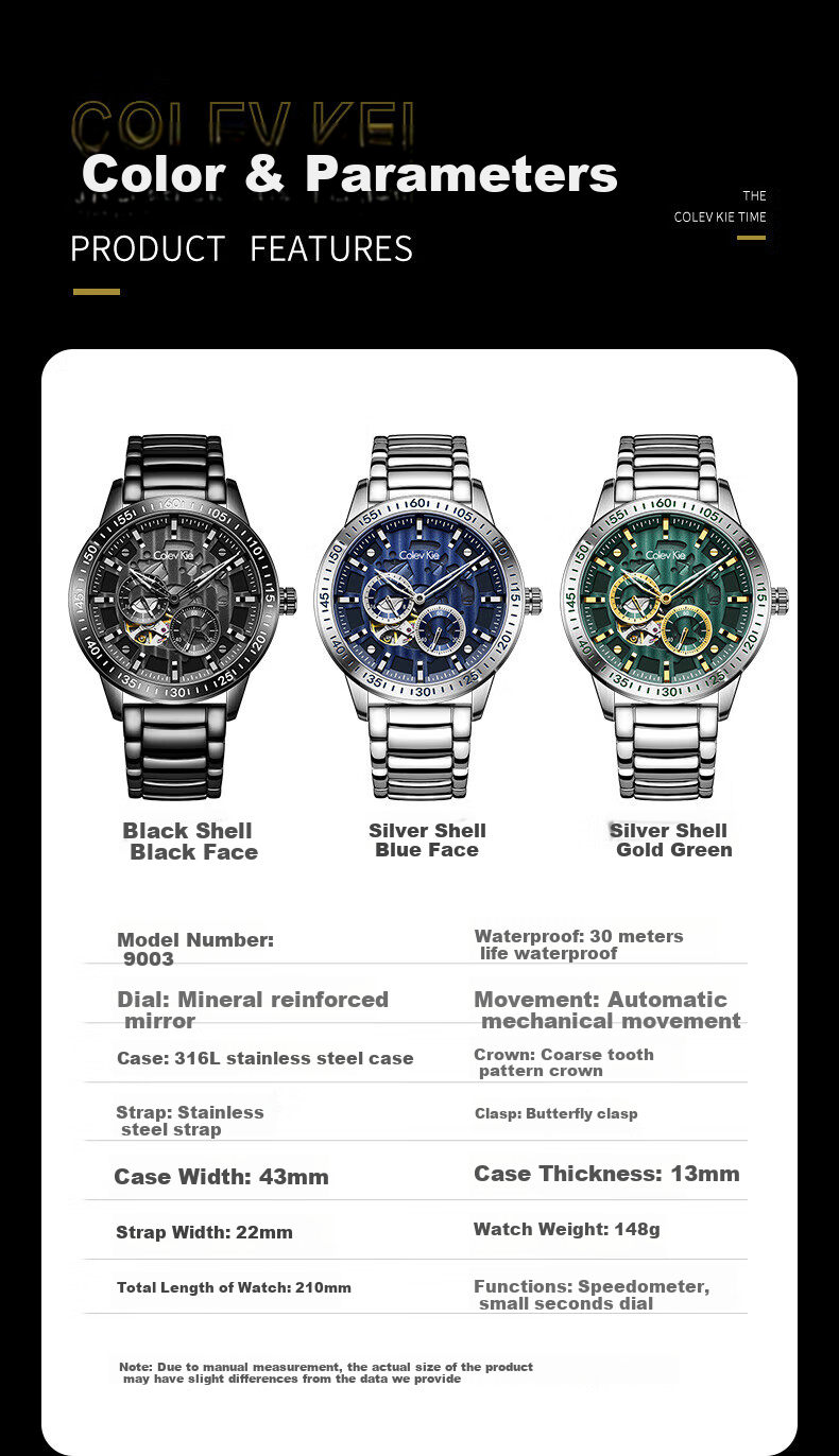 Colevkie Men's Watch, New 2026 Model, Brand Fully Automatic Mechanical Watch for Men, Waterproof, Top Ten Birthday Gift 7