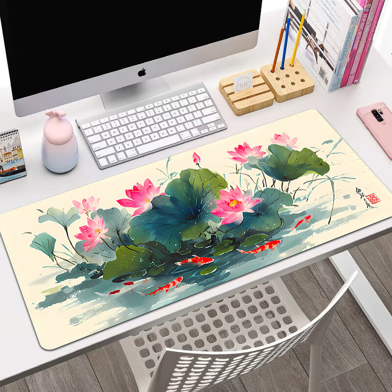 Juyingfeng Large Mouse Pad Computer Keyboard Mat Office Gaming Student Dormitory Writing Pad Cartoon Premium Edge-Locked Washable Desk Mat 800*400*3mm Lingyu Banyue 8