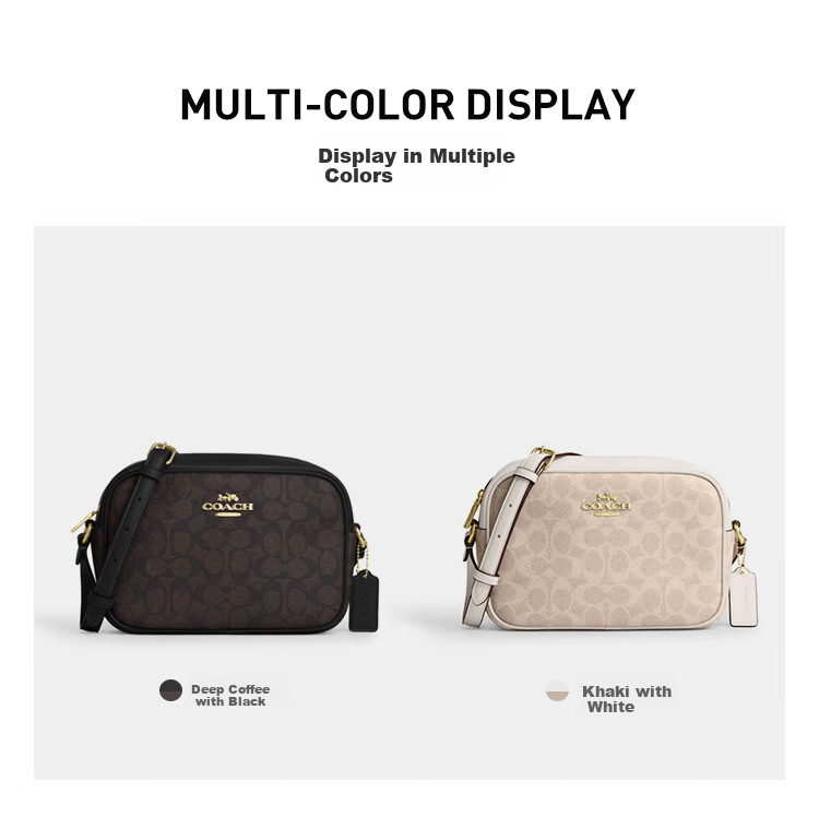 COACH [Brand Direct Supply], Women's JAMIE Small Shoulder Camera Bag, Dark Coffee And Black CZ186, Gift 1