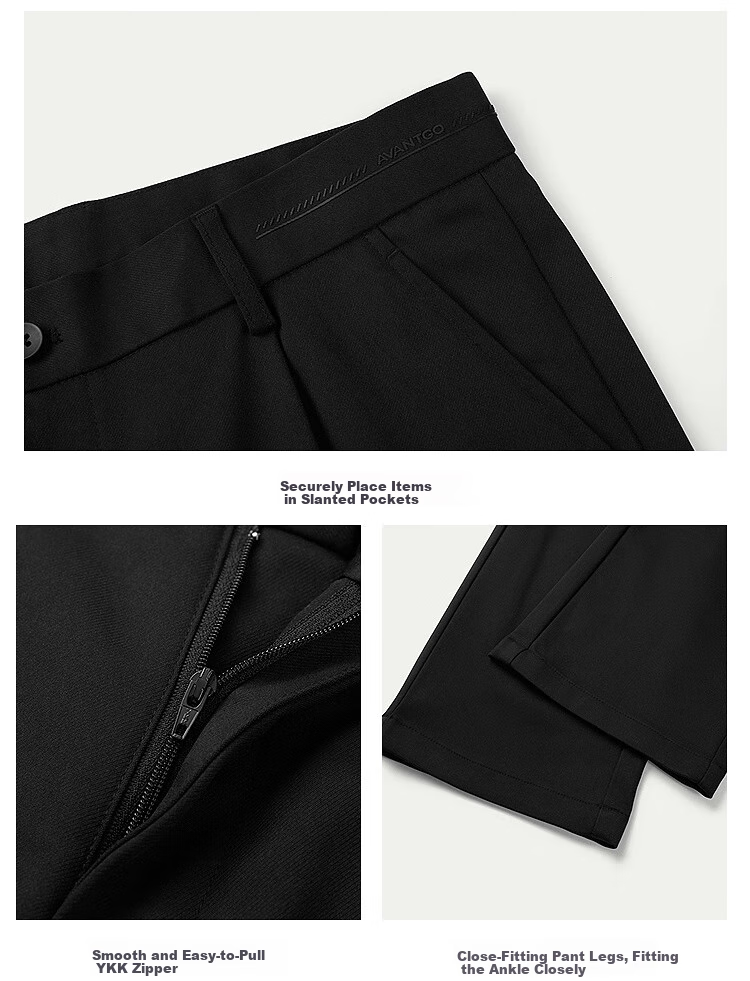 HLA Casual Pants for Men, Light Business Classic Solid Color Straight-Leg Trousers, Autumn Navy Blue, Size 33 16