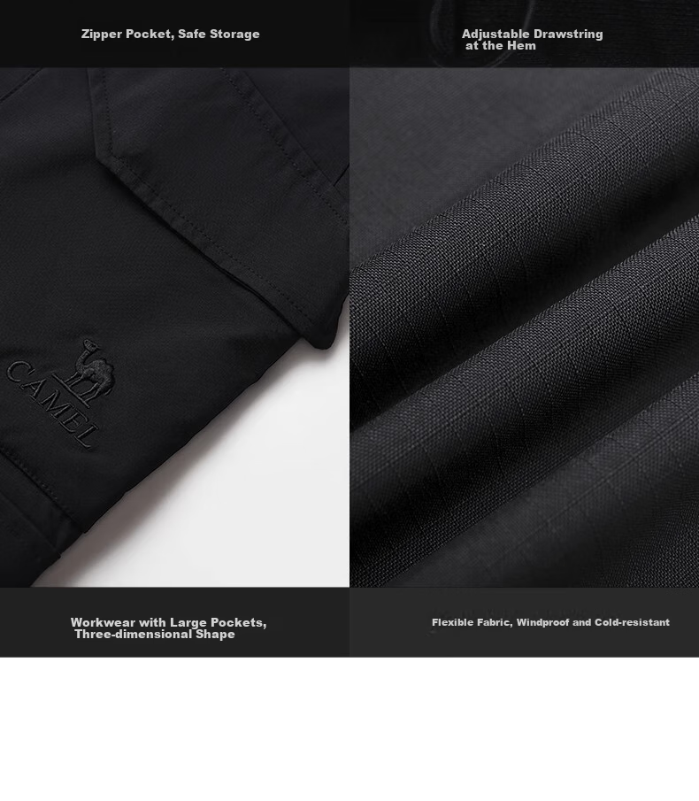 CAMEL [Wang Junkai's Choice] Men's Wide Straight-Leg Fleece-Lined Outdoor Functional Workwear Casual Pants 8803 27