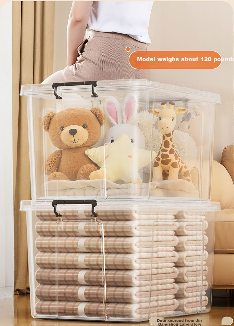 Jiabangshou Plastic Storage Box, Transparent Thickened Storage Container for Clothes, Toys, Car Organization, Extra Large 45L, 1 Piece 9
