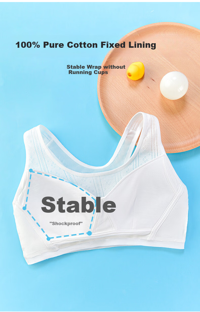 Ailier&ouluola Girls' Bra, Student Sports Underwear, Puberty High School Student Bra, 15-18 Years Old, Anti-Shock Work Triangle Back, 2-Piece Set, 80B 6