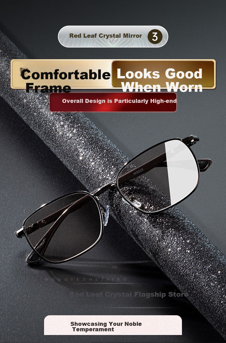 HONGYE Crystal Glasses, Amber Crystal Stone Sunglasses, Real Stone Glasses, Imported Titanium Frame from Donghai, High-Definition Eye Care 7