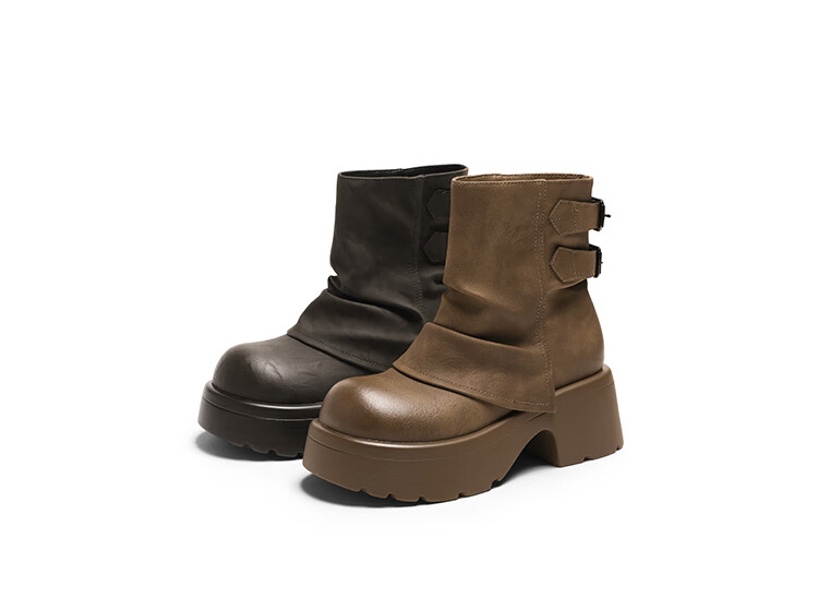 Josiny Platform Fashion Boots Women 2025 Autumn Winter New Stylish Mallard Short Boots British Style Martin Boots Yellow Brown Size 37 19