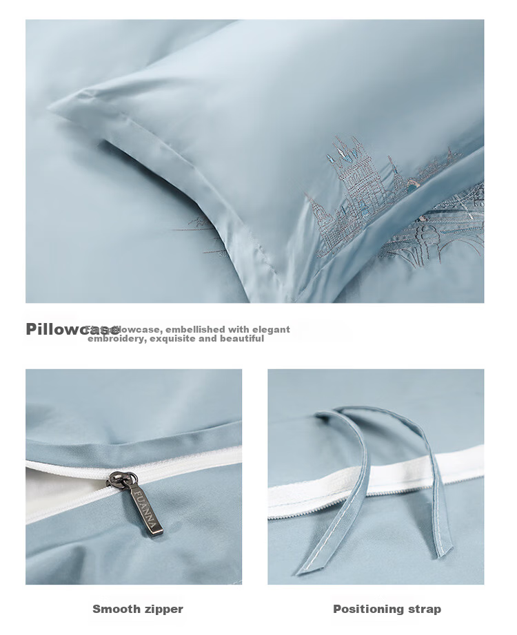 FUANNA High-End Bedding Set of Four Pieces, 120s Double-Ply Long-Staple Cotton, Class A Sateen Bedsheet Set, 203*229cm, Holy 12