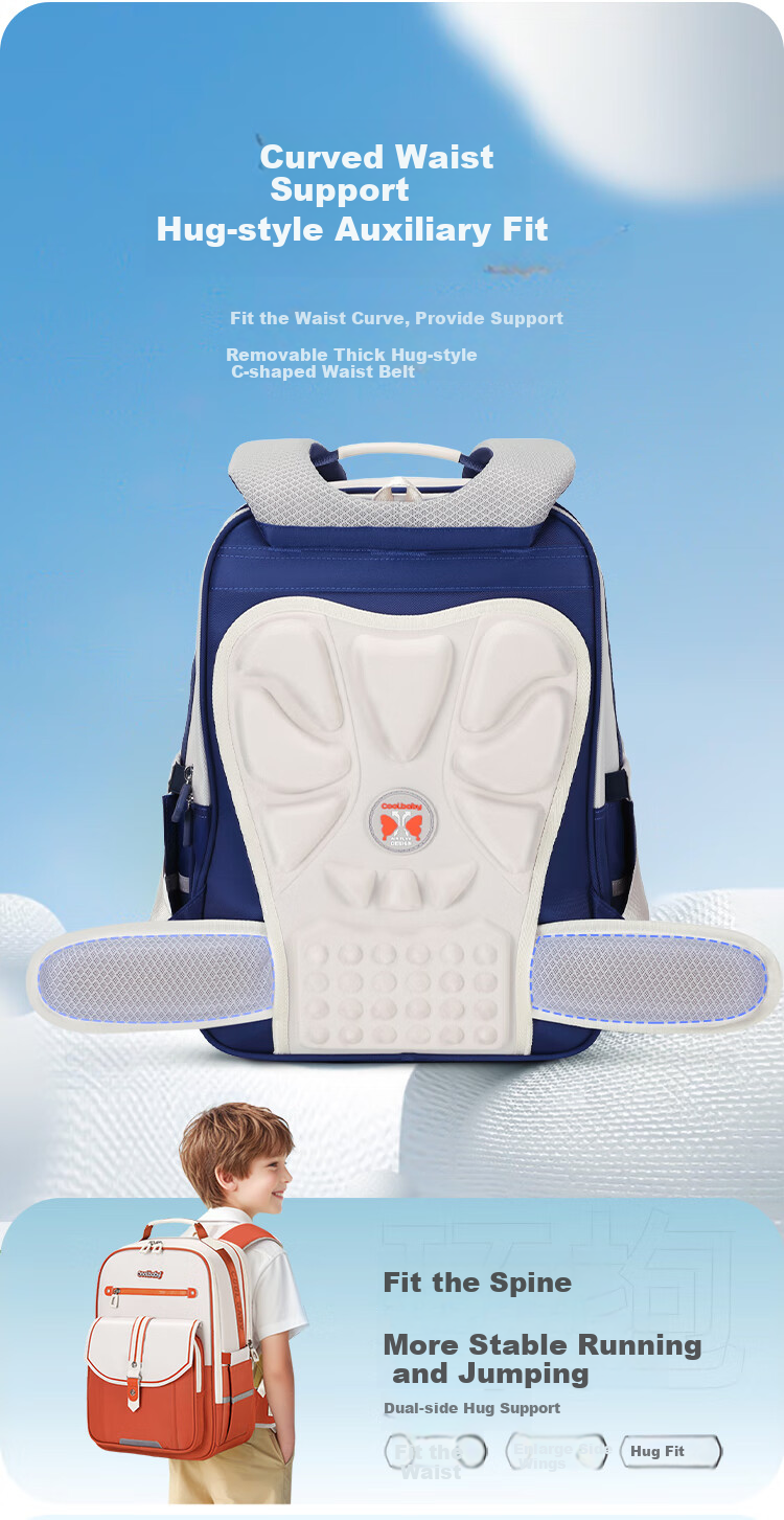 COOLBABY Schoolbag for Primary School Students with Cloud-Like Spine Protection And Weight Reduction for Grades 3-6, Stylish Lightweight Backpack for Boys And Girls 9