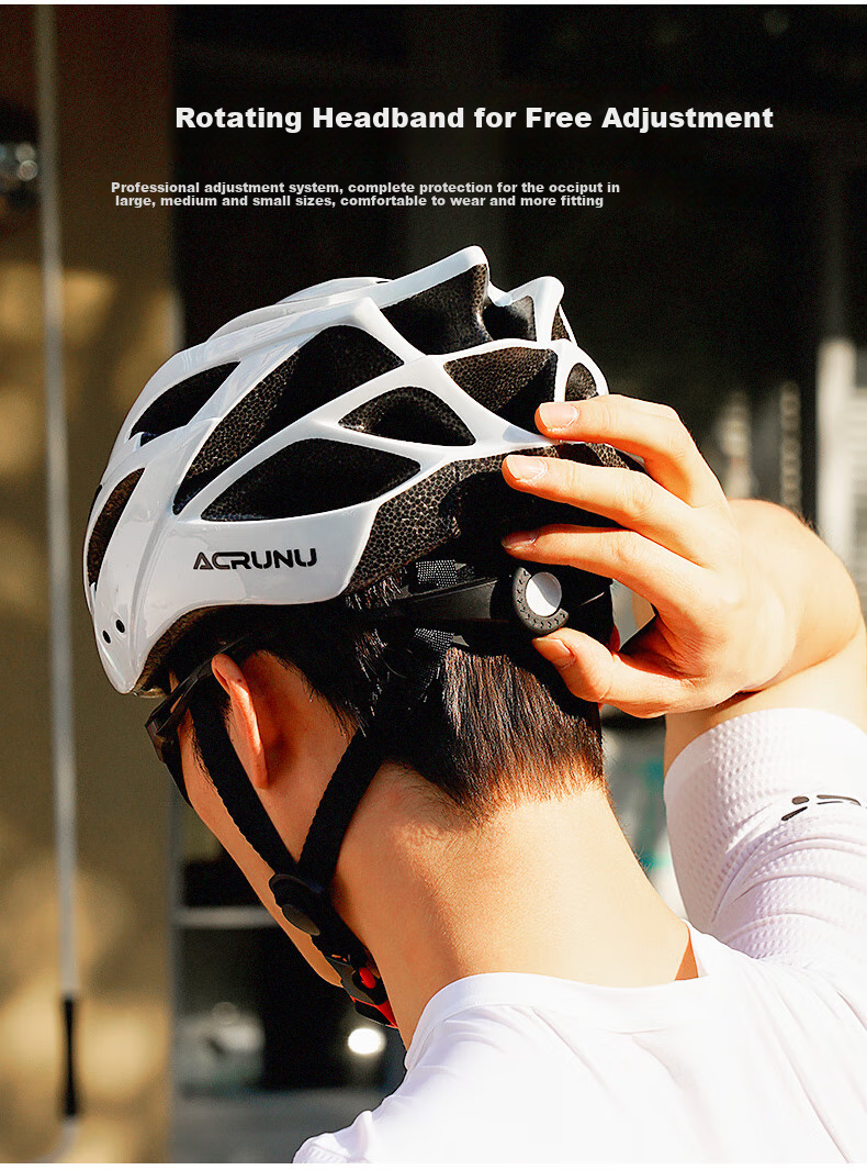 ACRUNU Integrated Cycling Helmet Mountain Road Bike Casual Commuting Breathable Safety Helmet Upgraded Thickened Pure Black 5