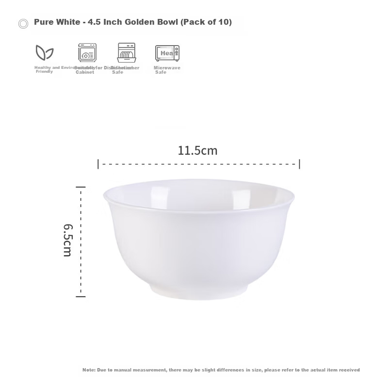 Haoya Underglaze Jingdezhen Ceramic Bowl Set: Rice Bowls, Soup Bowls, Noodle Bowls, Simple Pure White 4.5 Inch