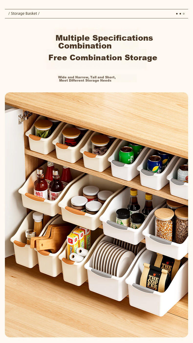 Youjialiangpin Cabinet Storage Box, Household Kitchen Gap Organizer, Snack And Seasoning Container, Drawer-Style Plastic Miscellaneous Item Sorting Basket 4