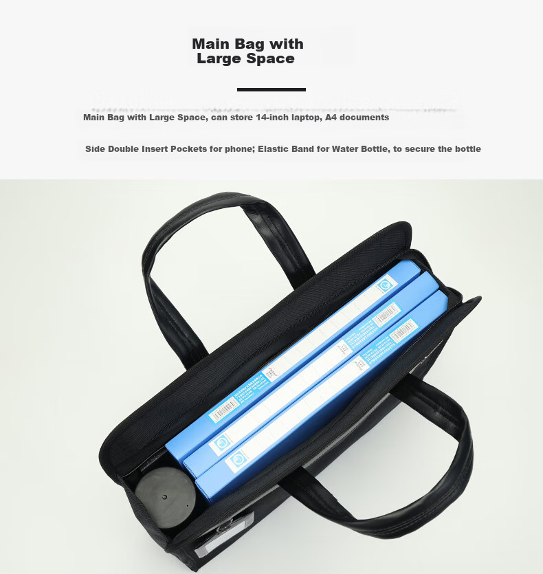 Bailiwen H1816 Dark Gray Business Wide Conference Briefcase Laptop Bag for Men And Women, Travel Handbag, Document Bag, File Organizer, Office Meeting Bag 3