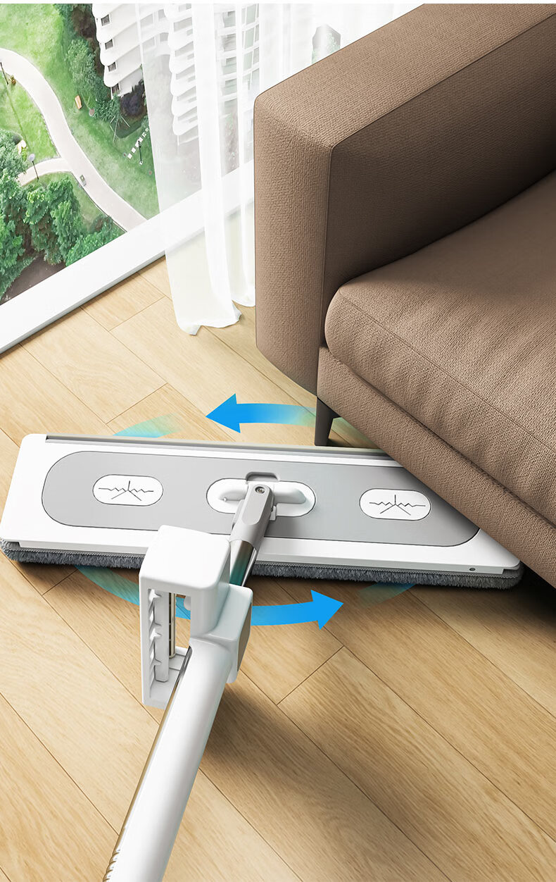 Mayflower Flat Mop 42CM with 138CM Handle, 2 Cloths, Built-in Water Scraper, Hands-Free Wash, Dual Wet and Dry Use 21