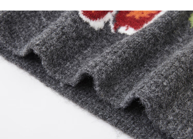 Demana【With Wool】Autumn Elegant Beaded Floral Fleece Sweater Round Neck Handcrafted Edge Contrast Jacquard Knit Top 2