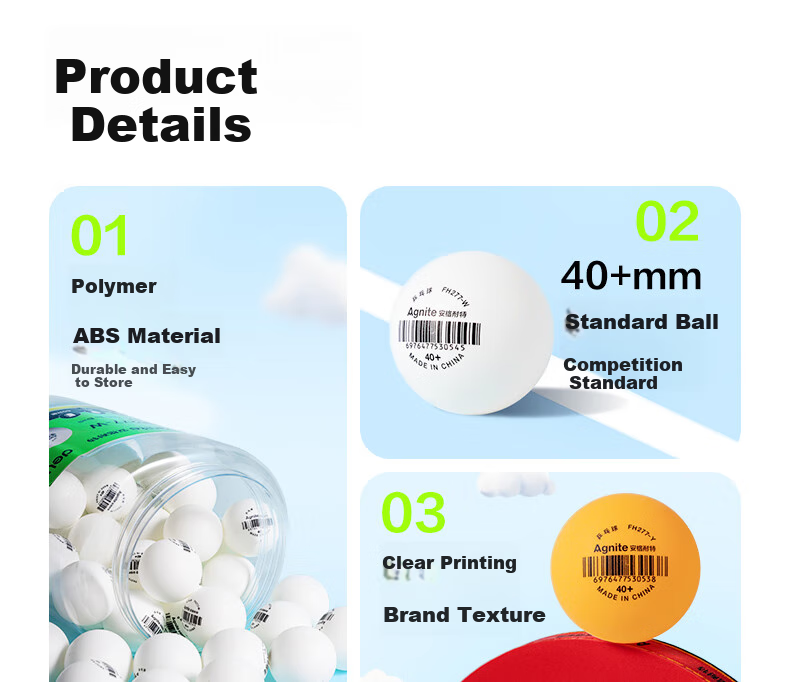 Deli & Angenite National Standard 60 Training Table Tennis Balls, ABS Upgraded Material, Competition Training Bucket, Yellow 3