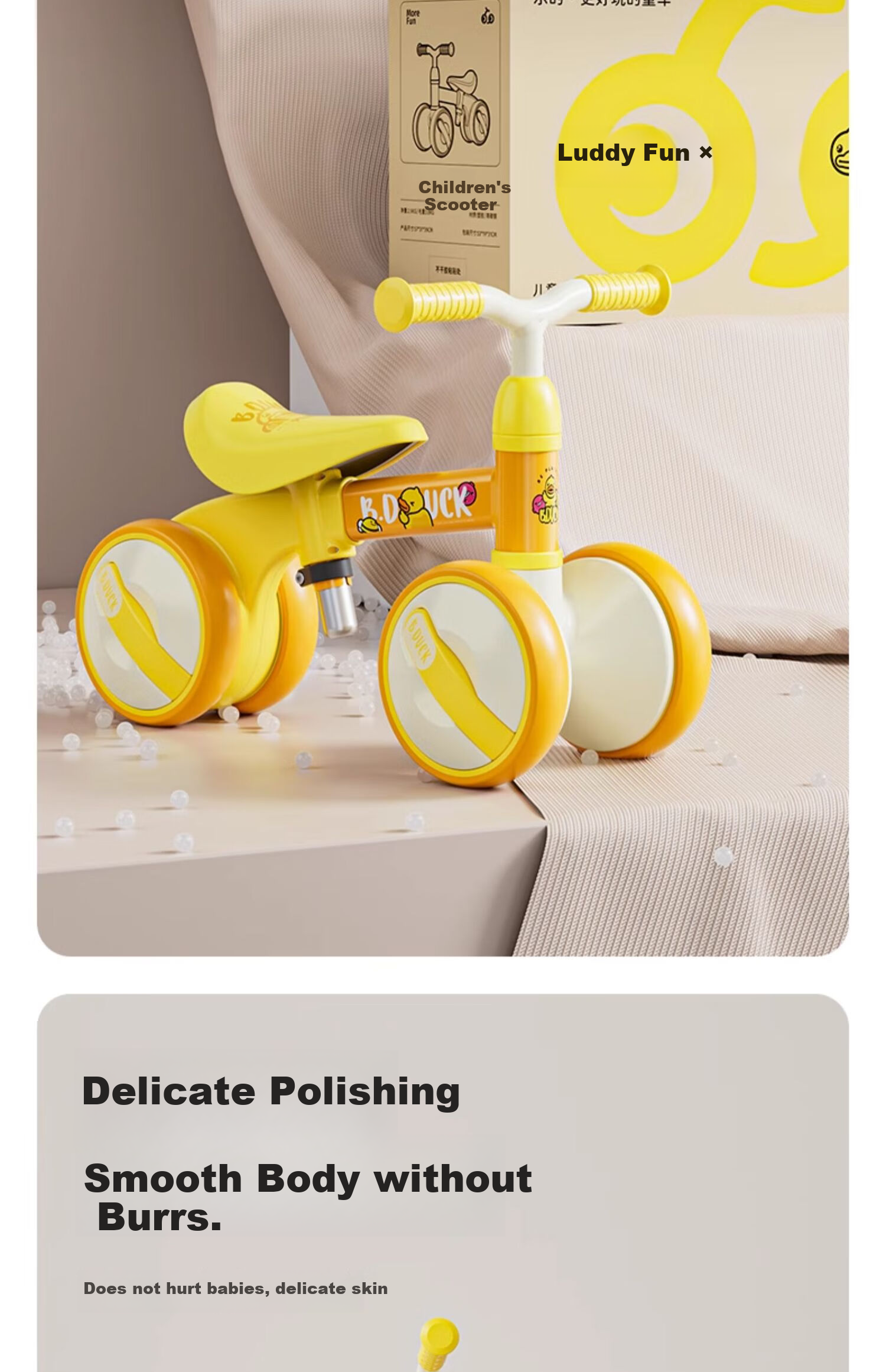 Lede Little Yellow Duck Children's Balance Bike, Four Wheels, for Ages 1-3, Gliding And Stepping Bike, Gift for Boys And Girls on Their First Birthday, 1025 13