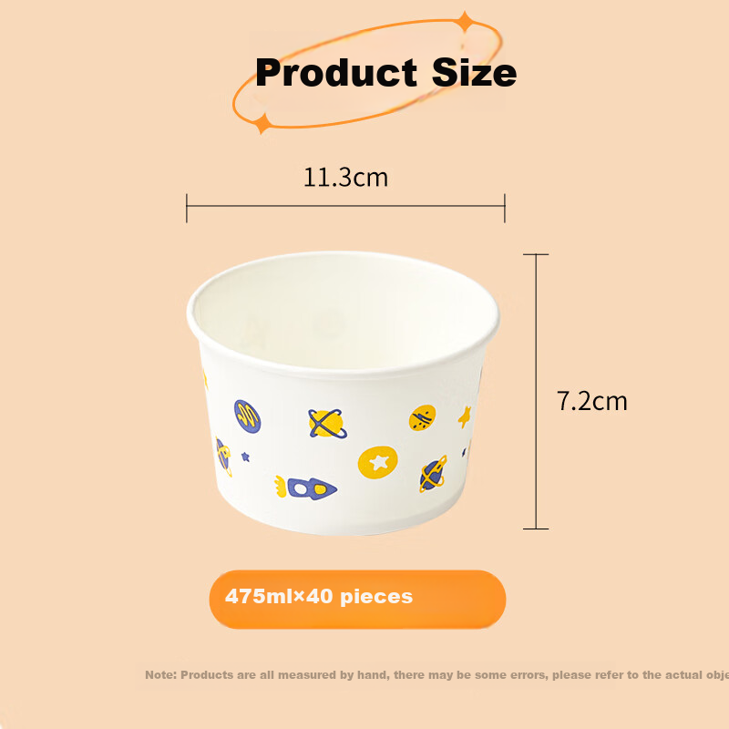 YOUAO Disposable Bowls, Thick Paper Bowls, 475ml*40 Pieces, Food-Grade Round Bowls for Picnics, Camping, And Outdoor Barbecue Utensils
