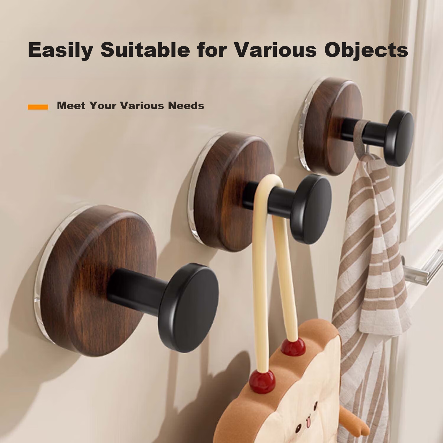 Bahainiao Vintage Suction Cup Hooks, 6 Pack, No Drilling Required, Heavy-Duty, for Entryway, Hanging Keys, Bathroom Towel Hanger