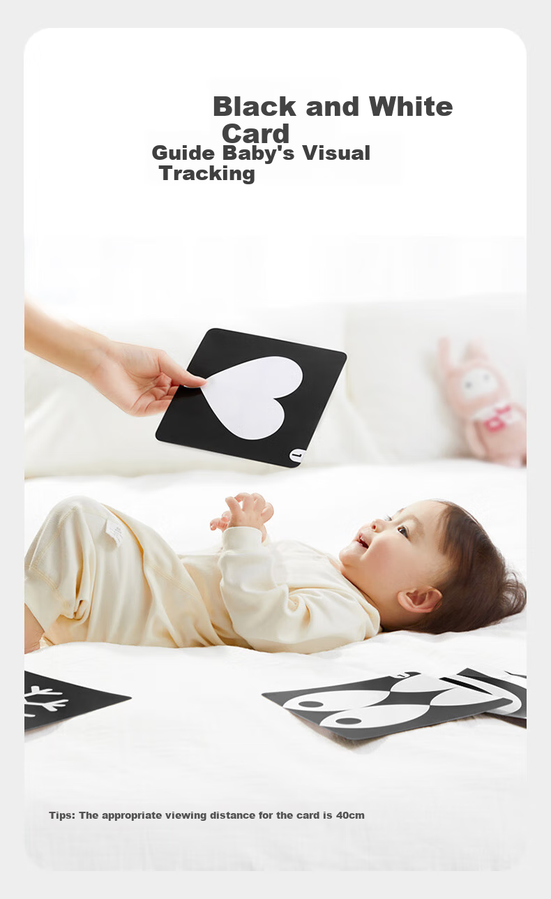 Babycare Black And White + Color Visual Tracking Training Cards, Newborn Enlightenment Early Education Cards, Educational Toys, Follow-The Cards Level 1-4 5