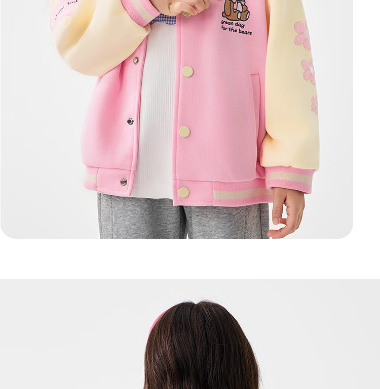 Badibadi Autumn Winter Baby Girls Baseball Jacket American Retro Coat Trendy Fashion Versatile Heart Bear 100 6