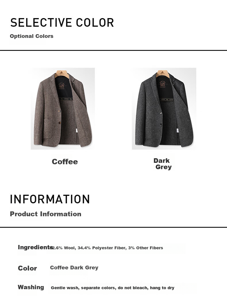 FIRS 【Sheep Wool】Double-Sided Woolen Men's Spring and Autumn Business Casual Slim Fit Professional Workwear Single Blazer Jacket 5